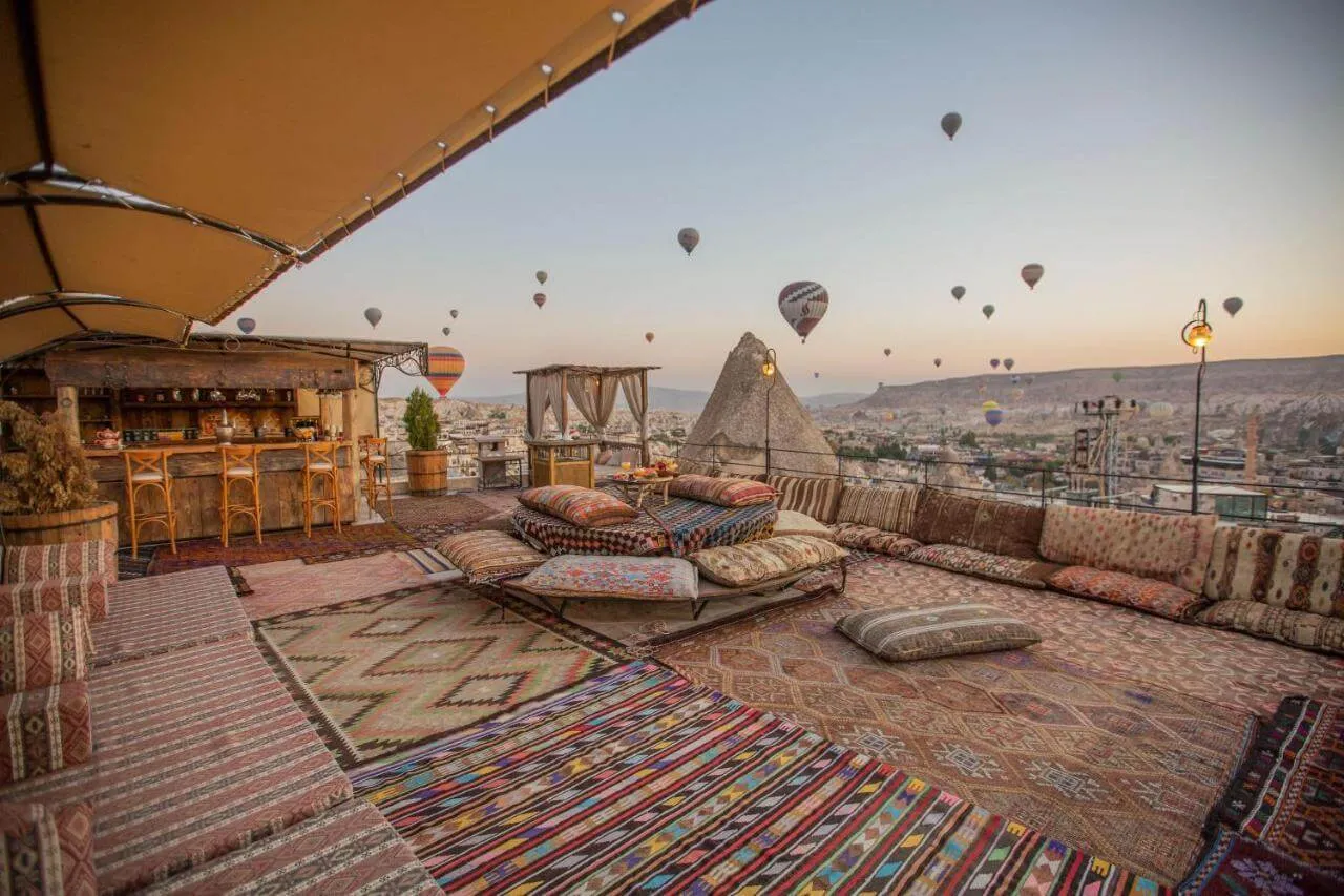 Having a photo taken on hotel terraces in Goreme is one of the most popular things to do in Cappadocia
