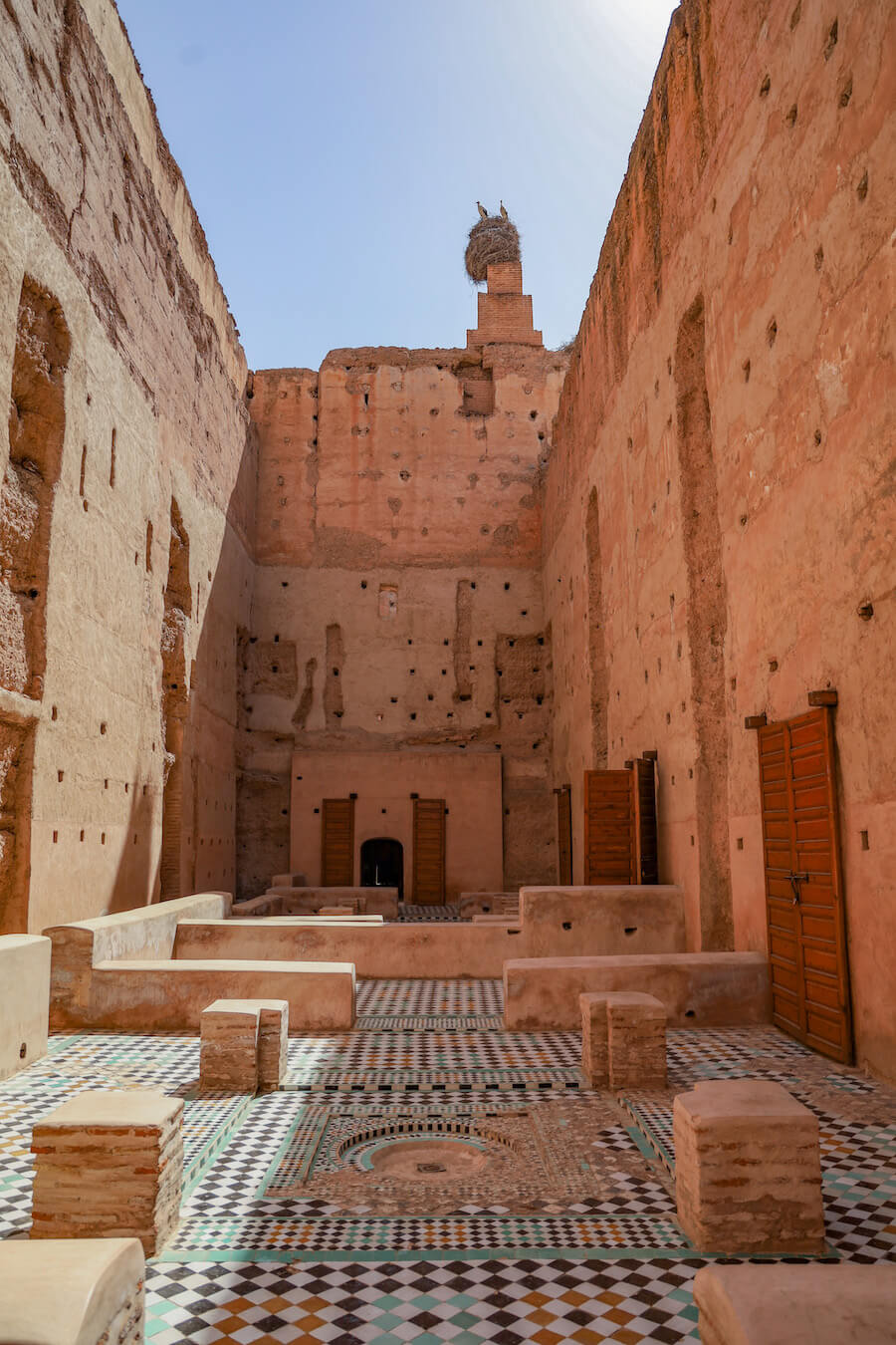 The beautiful El Badi Palace in Marrakech - a must see destination on travel itinerary of Morocco