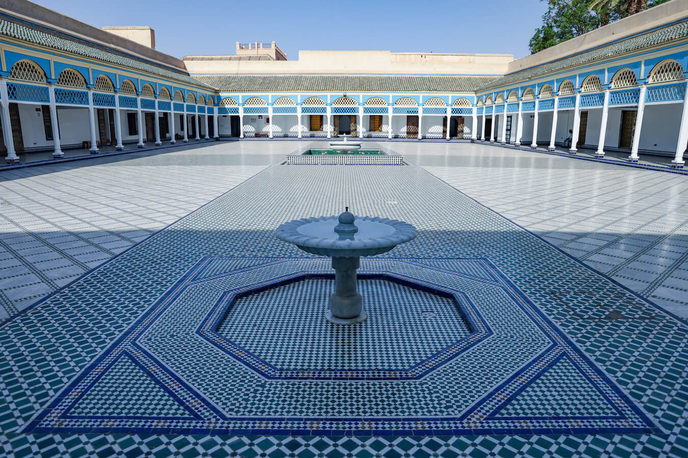 The Bahia Palace or Palais Bahia courtyard in Marrakech is one of the best historical places to go when visiting 3 days in Marrakech