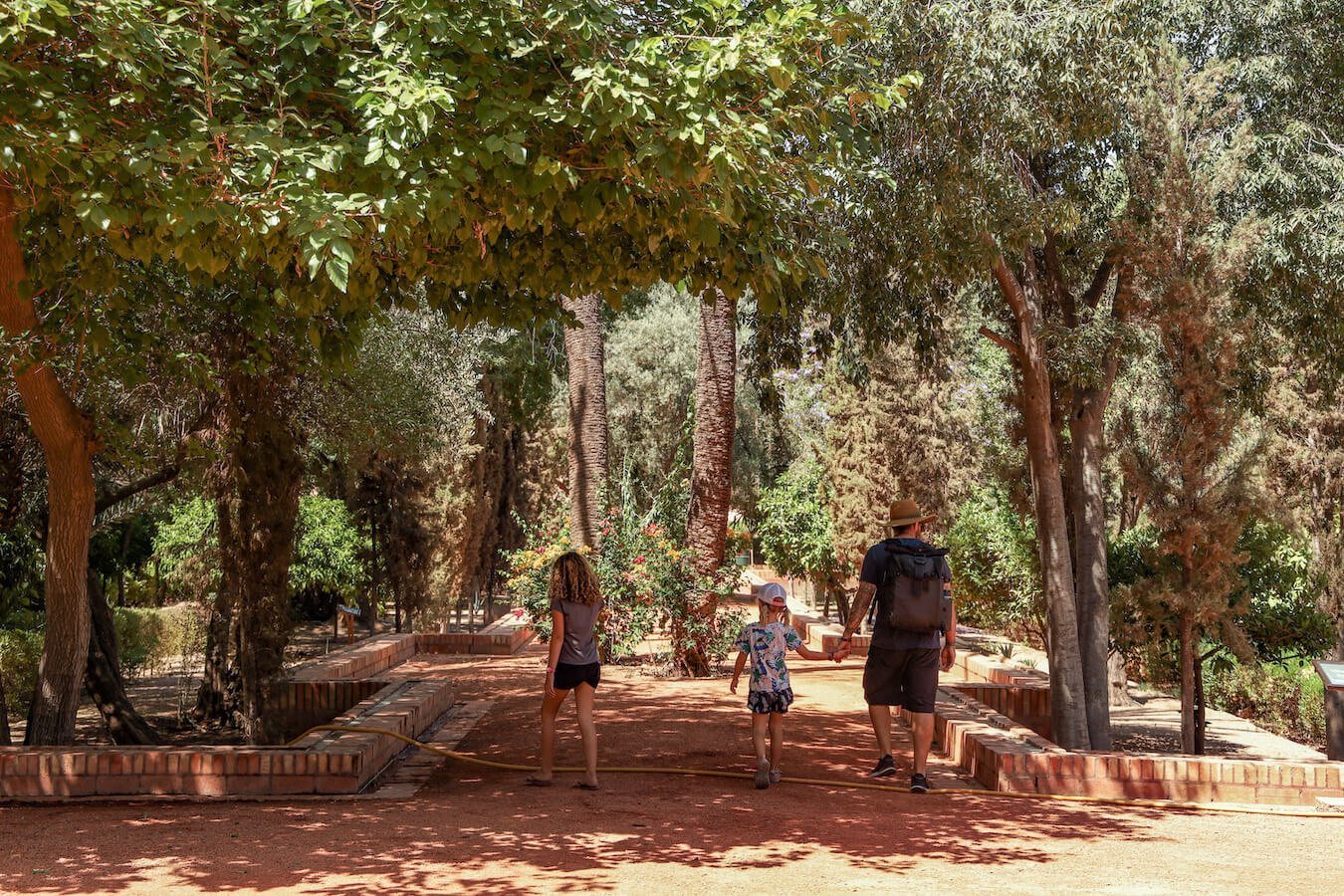 A family walk through the Cyber Park in Marrakech