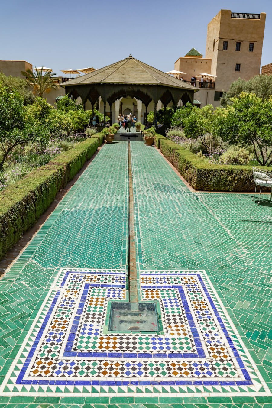 The water feature in the Secret Garden in Marrakech, which is one of the best places to go when visiting 3 days in Marrakech