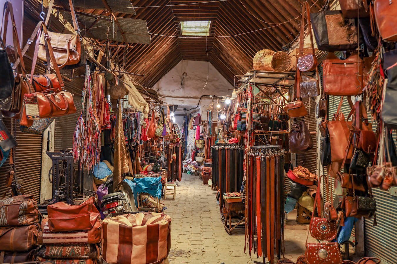 The leather souq in the Marrakech Medina, shop till you drop when visiting 3 days in Marrakech