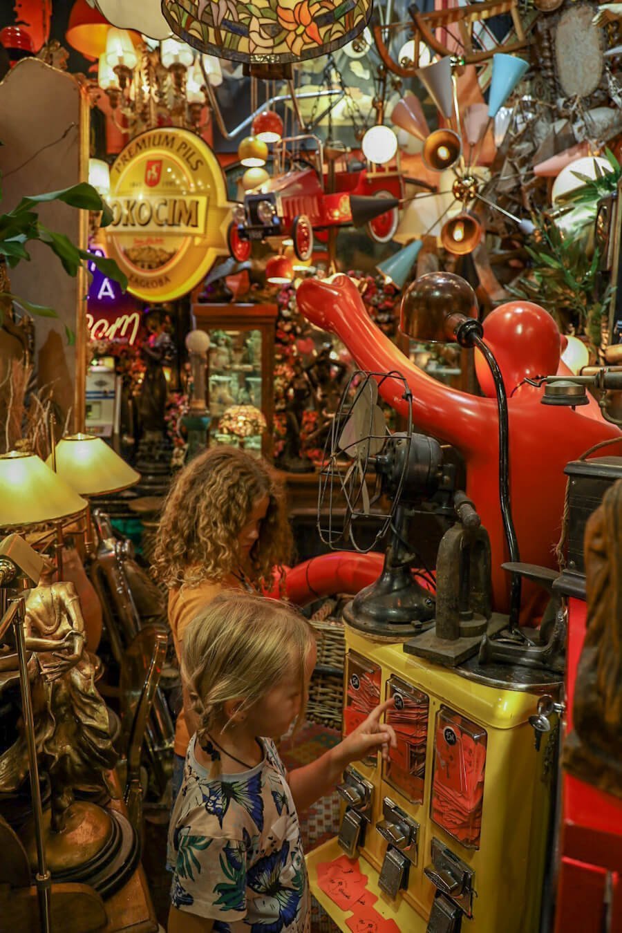 Children looking through the vintage shops in Serdar-ı Ekrem street in Istanbul
