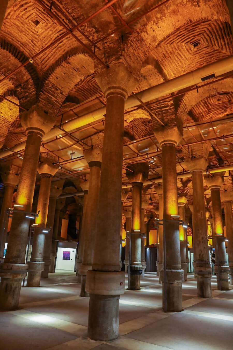 Marble columns are gridded through another cistern in Istanbul.