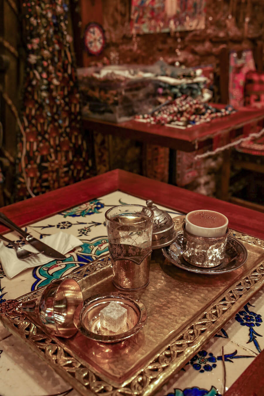 Turkish coffee break with turkish delight in Istanbul