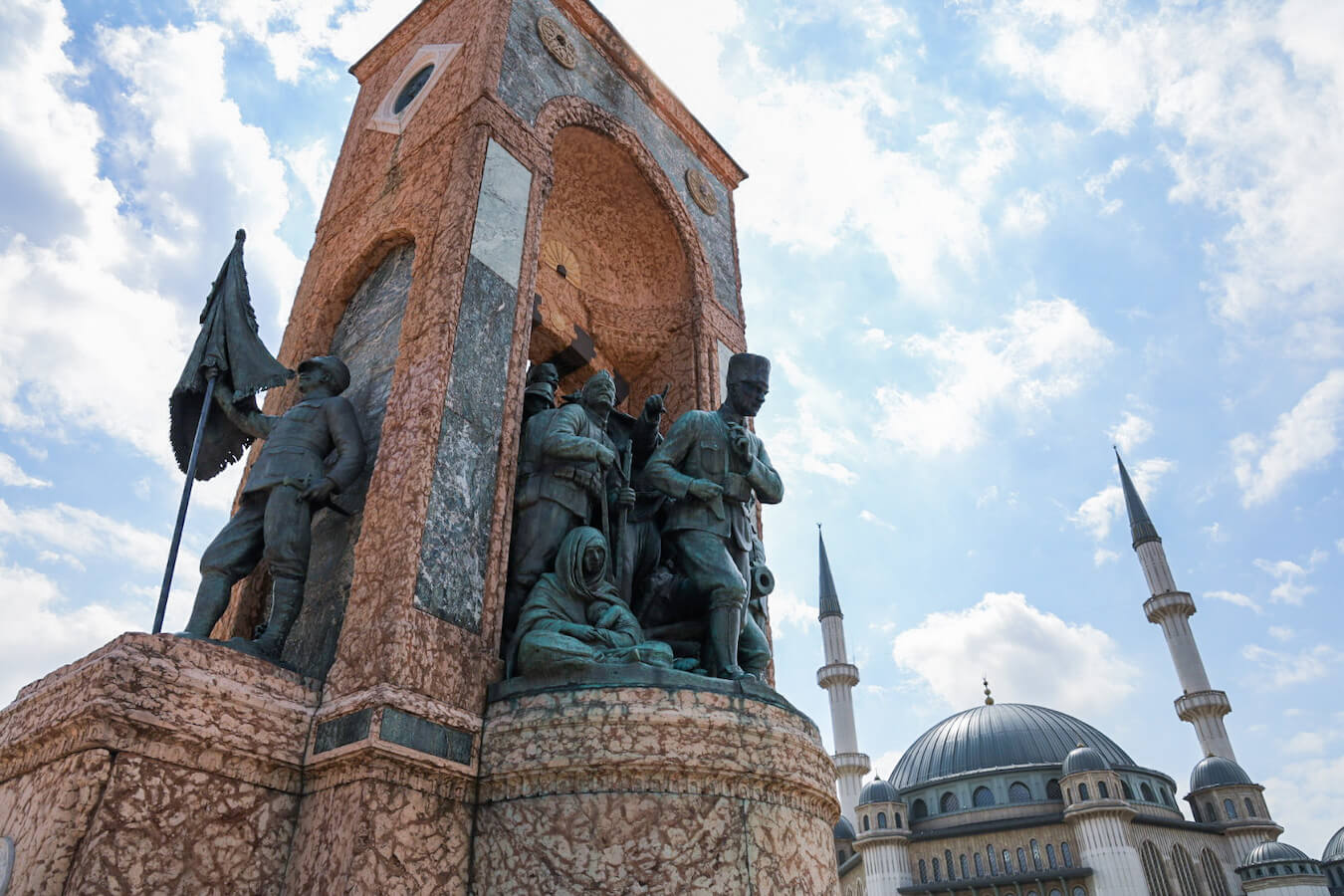 The Republic Monument with Turkish leader Ataturk in Taksim Square in Istanbul - a place to visit while spending 4 days in Istanbul