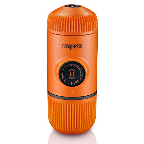 WACACO Nanopresso Portable Espresso Maker, Upgrade Version of Minipresso, 18 Bar Pressure, Small Travel Coffee Machine, Manually Operated, Perfect for Kitchen and Office, Orange