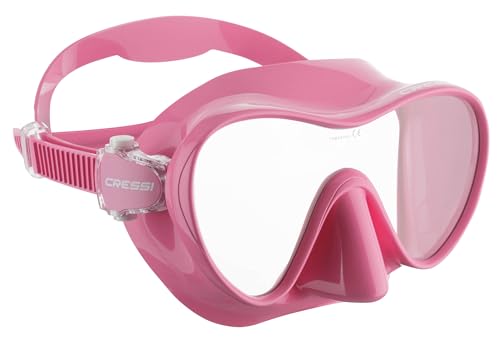 Cressi Frameless Junior Snorkel Mask - Single Tempered Glass Lens - Ultra Low Volume Women's and Small Face Snorkeling Mask - Italian Design