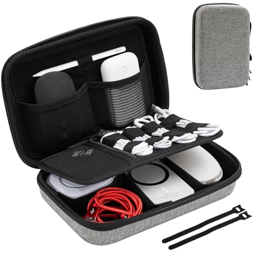 ProCase Hard Travel Electronic Organizer Case for MacBook Power Adapter Chargers Cables Power Bank Apple Magic Mouse Apple Pencil USB Flash Disk SD Card Small Portable Accessories Bag -L, Darkgrey