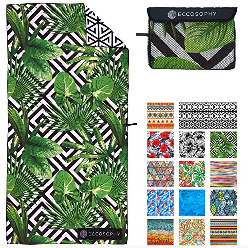 ECCOSOPHY Microfiber Beach Towel -Sand Free Towels are Quick Dry, Light Weight, Super Absorbent-Perfect Pool, Travel, Cruise, Camping Essentials-Oversized Extra Large for Adults (Madagascar)