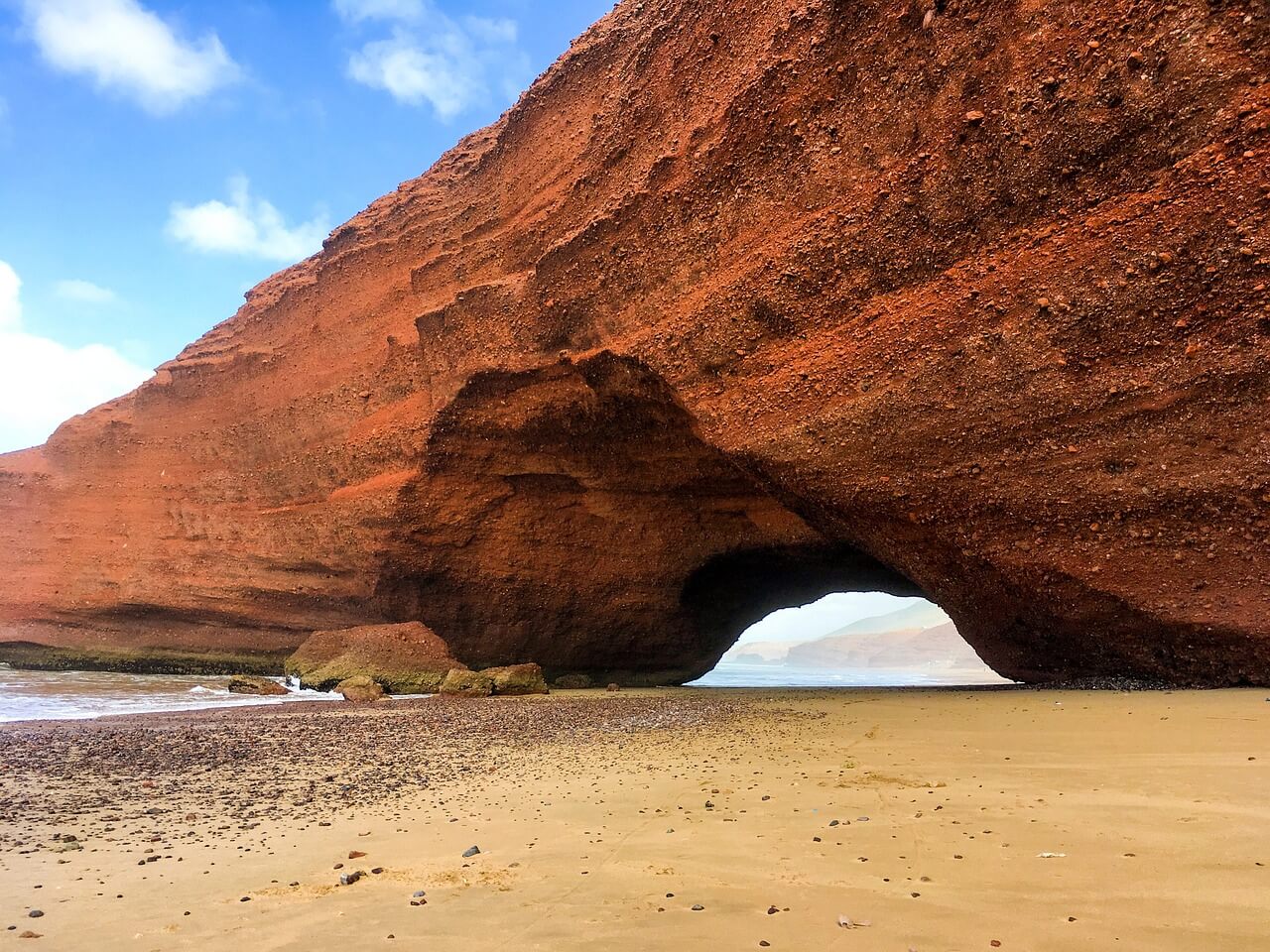 One of the remaining arches at Legzira on the Atlantic Coast of Morocco - off the beaten track destination for an 8 days itinerary.