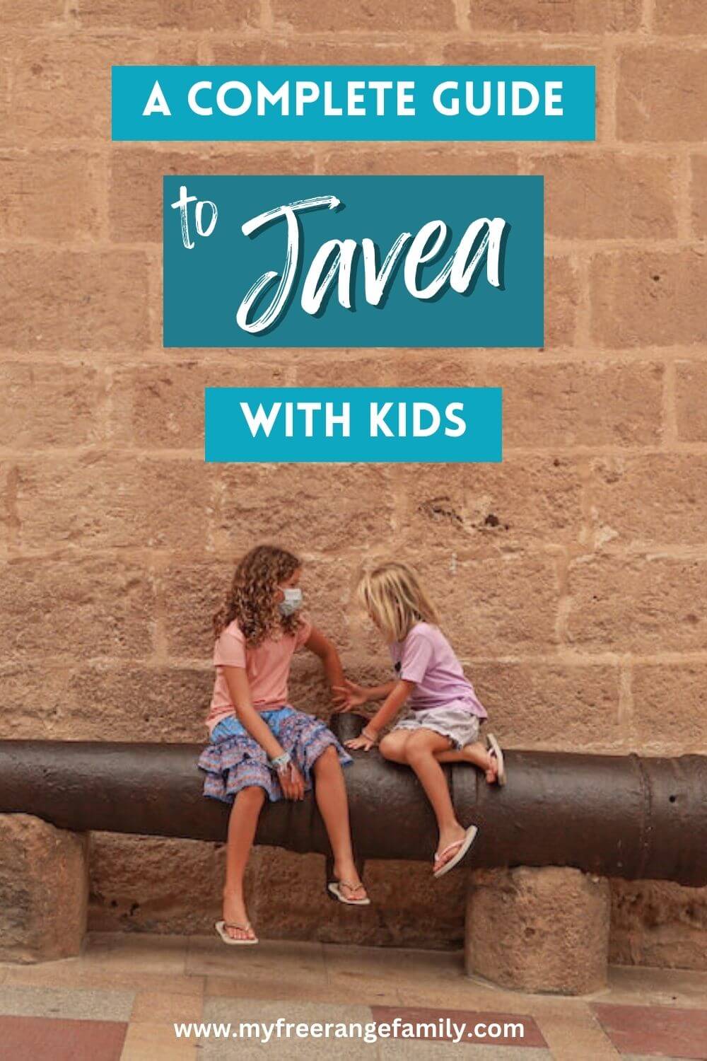 An image to encourage the reader to save or bookmark - a complete guide to Javea with kids.