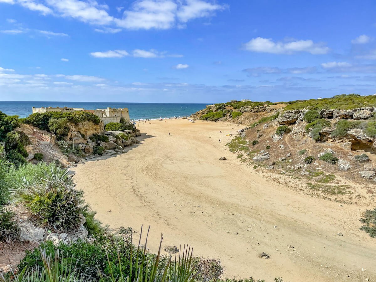 The view from the road towards Achakkar Beach and the Atlantic Ocean on a day trip from Tangier.