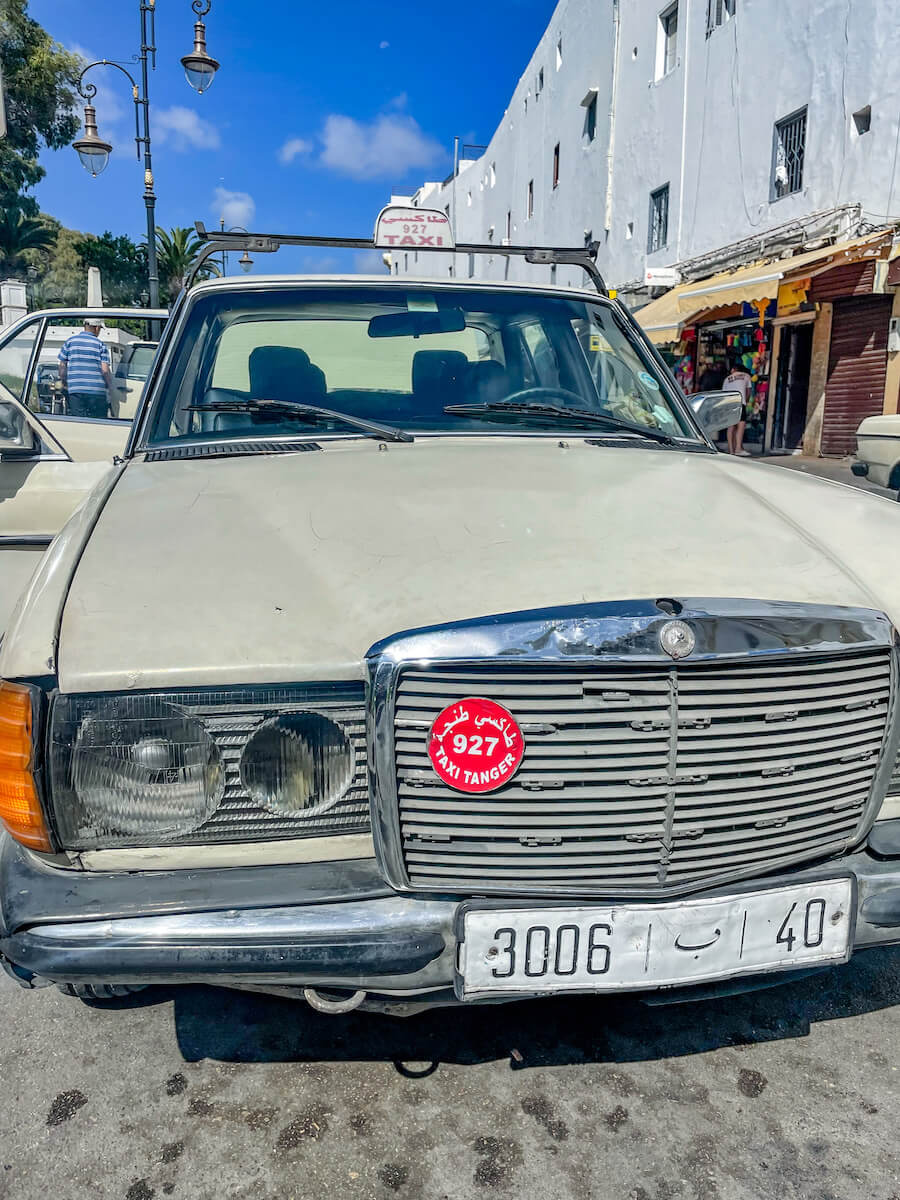A taxi in Tangier waits to take passengers on a day trip to Cape Spartel.