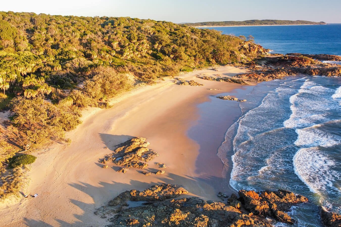 A drone photo of secret beach in Agnes Water and 1770 Australia