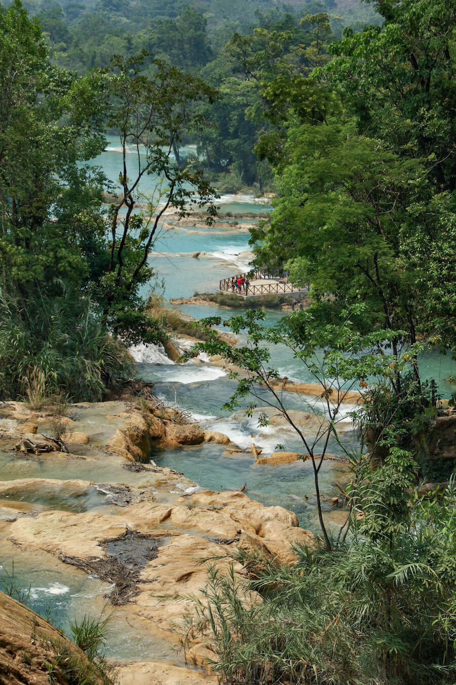 Looking down the waterfalls at Agua Azul in Palenque.