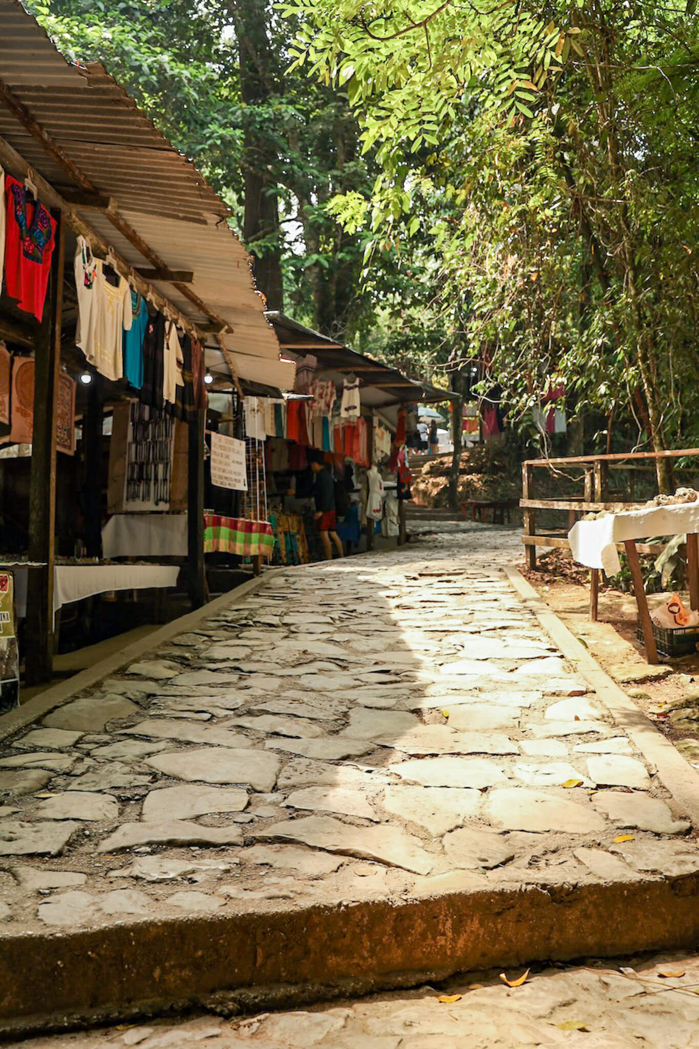 A trail with vendors selling merchandise in Mexico