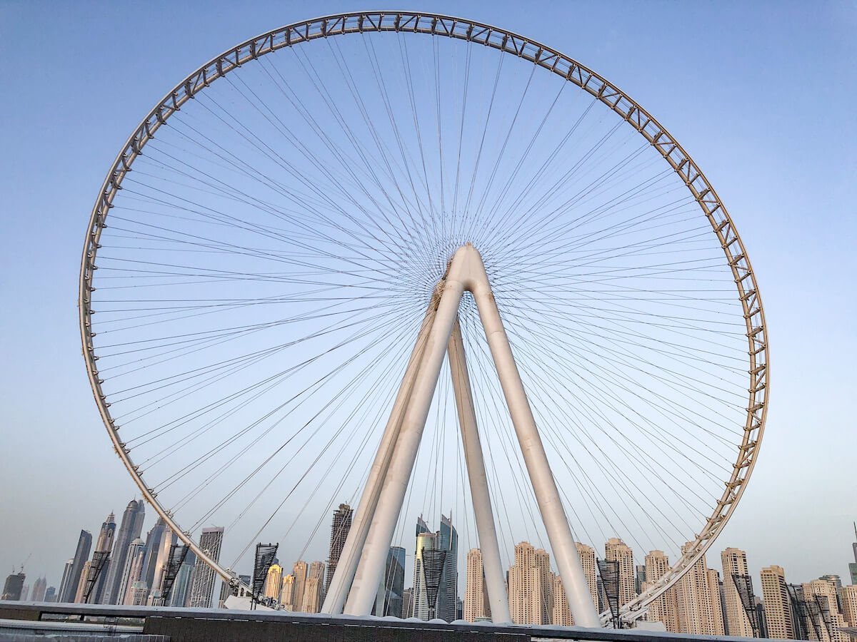 Dubai Ain and JBR skyline in the background, this enormous wheel is a mighty sight and incredible place to visit