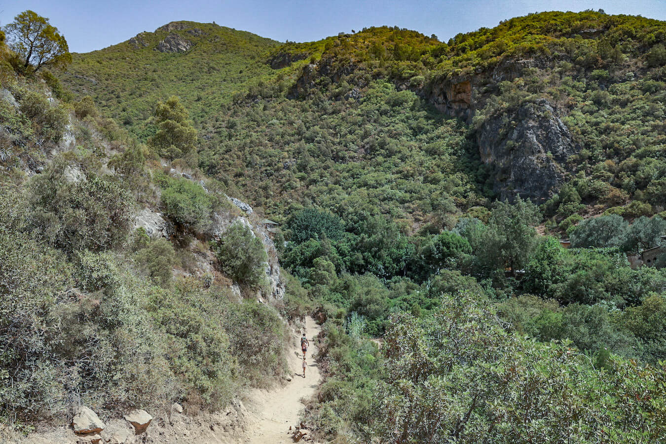 Walking on the track towards the Petit Waterfalls and God's Bridge in Akchour