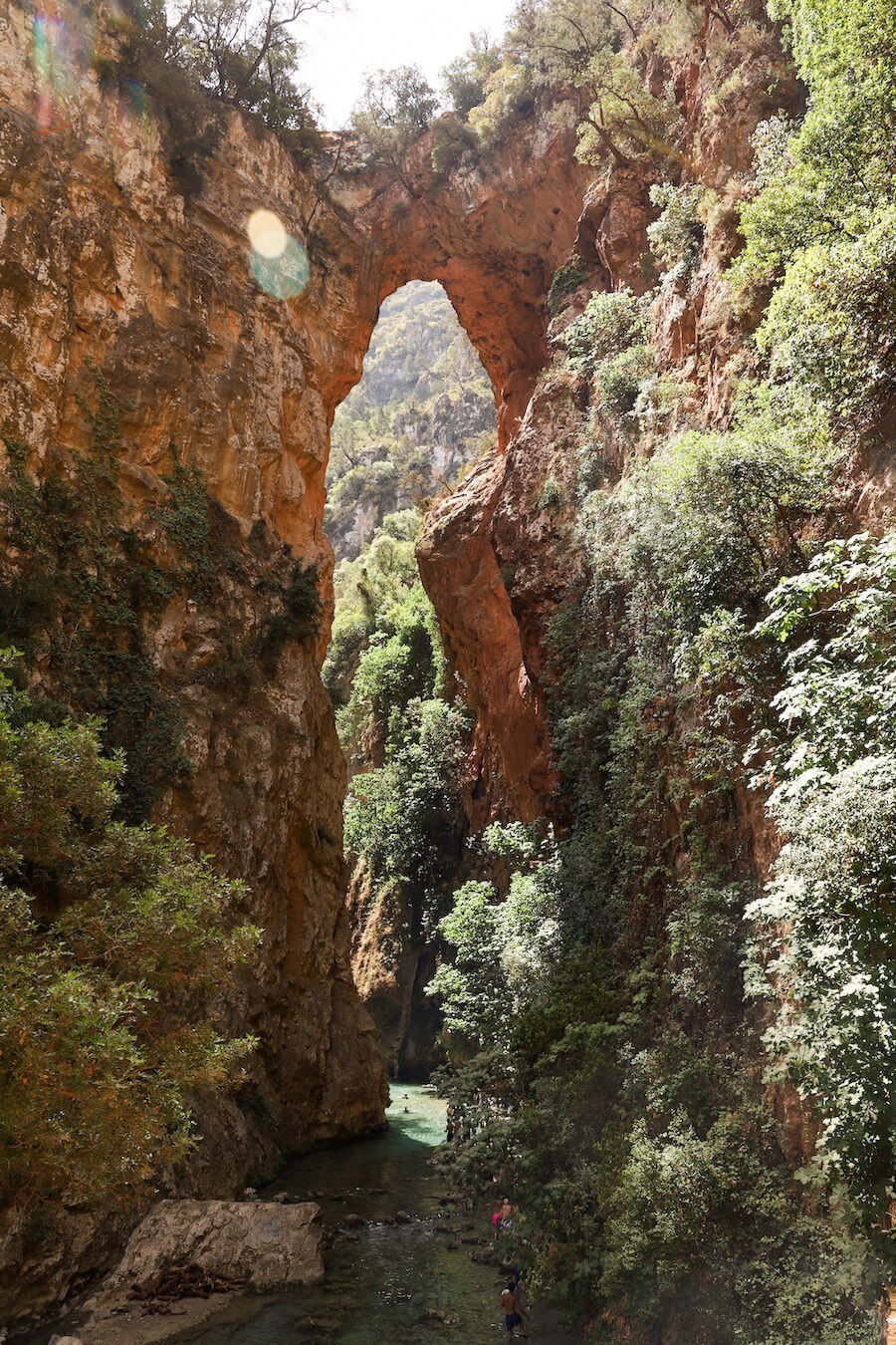 The incredibly beautiful natural bridge joining the valley in the Rif Mountains - God's Bridge in Akchour near Chefchaouen, Morocco