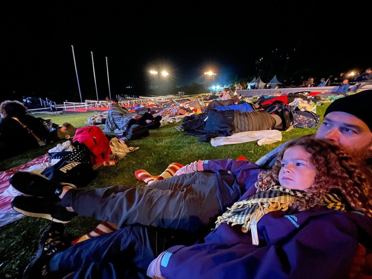 A family on an Anzac Day Tour and pilgrimage sleeping at the Gallipoli Memorial and Commemorative Site