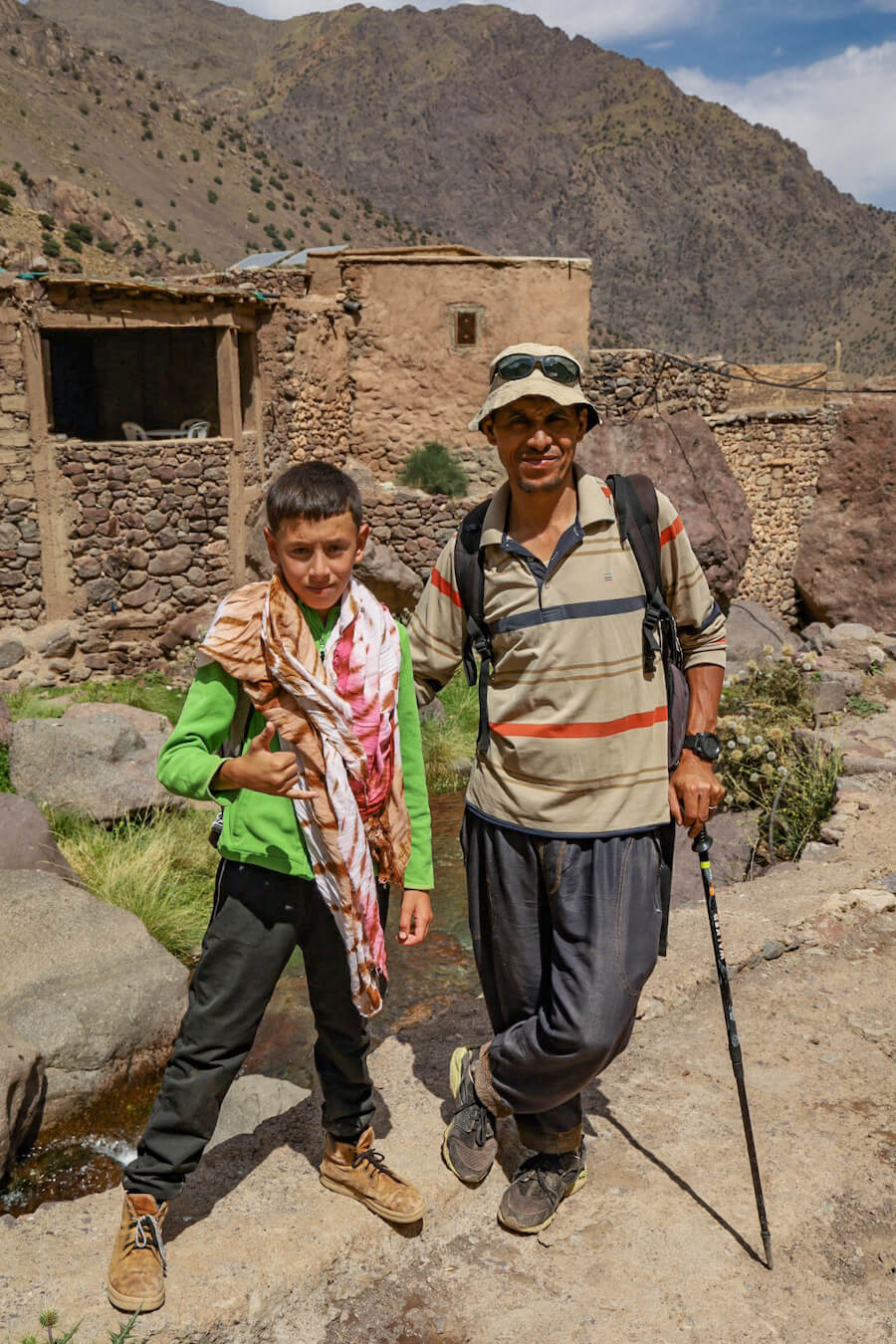 Ahmed Zin with his son in the Atlas Mountains in Morocco
