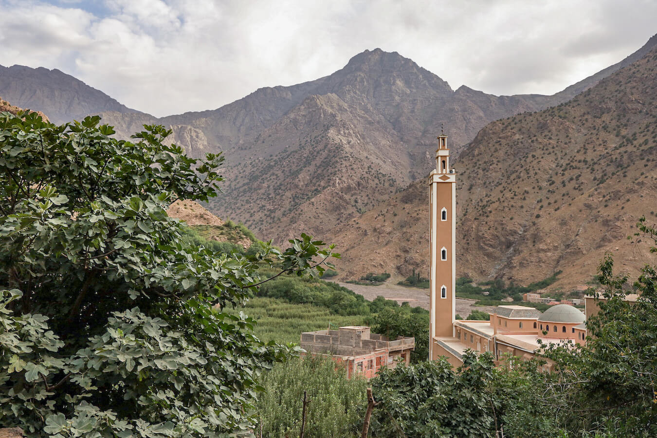 A mosque nestled in the Toubkal Valley of the Atlas Mountain village of Aroumd.