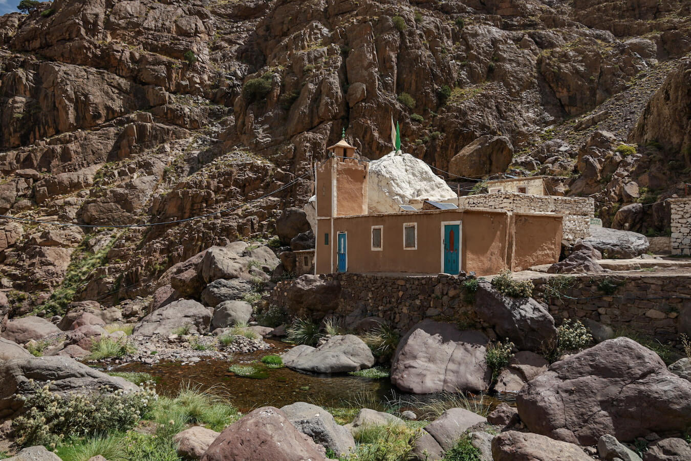 The shrine Sidi Chamaharouch in the Atlas Mountains in Morocco