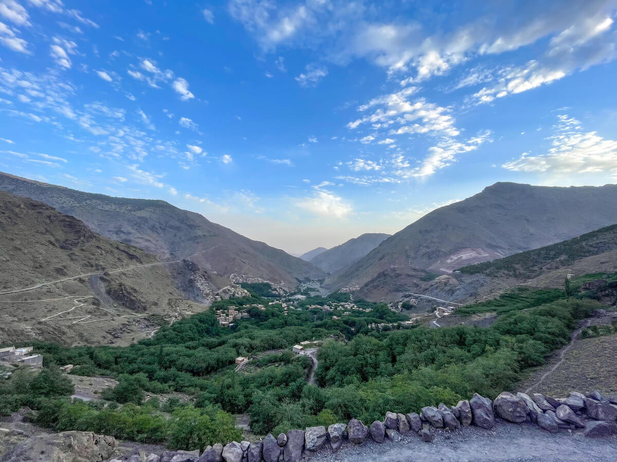 Sunrise views over the village of Imlil in the High Atlas Mountains of Morocco