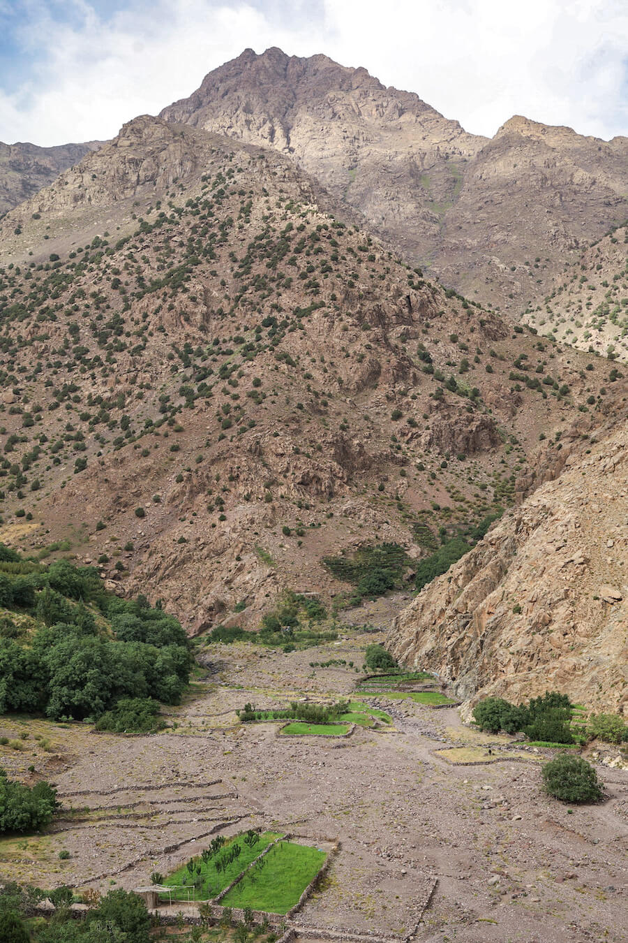 Agriculture in the Toubkal Valley of the Atlas Mountain range, just one of the possible places to visit when trekking in the Atlas Mountain ranges