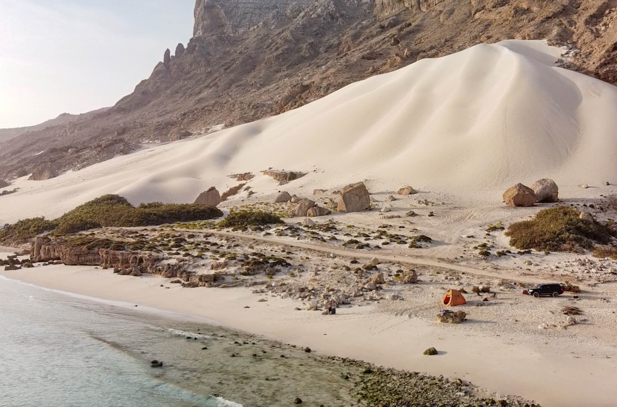 Camping on Arher Beach in Socotra