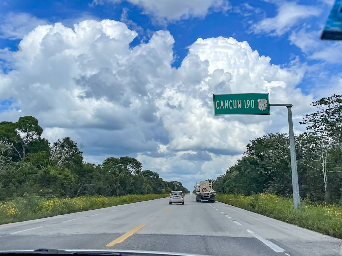 The main highways on the Yucatan in Mexico between Cancun, Tulum, Playa del Carmen and Valladolid