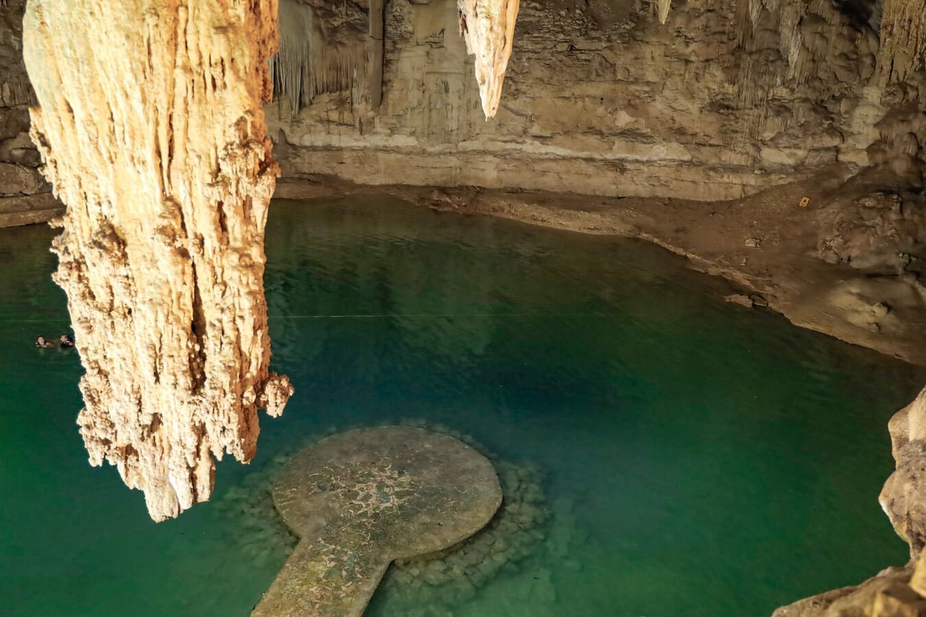 The view from the entrance into Suytun Cenote near Valladolid, at the end of the day without the usual groups of tourists.