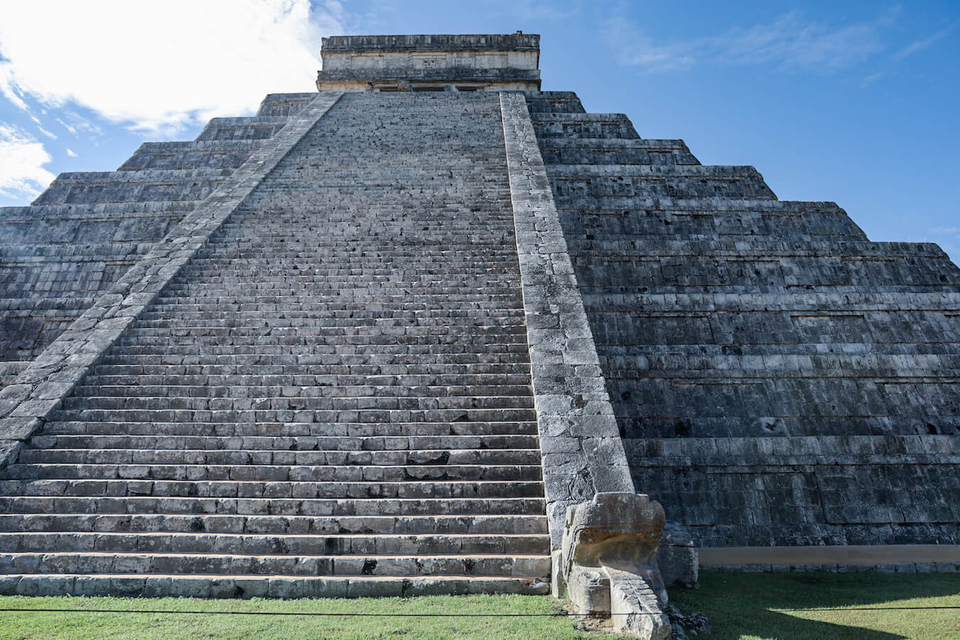 Kukulkan Temple or El Castillo early in the morning at Chichén Itzá without many tourists.  Our self-guided tour helps visitors understand this impressive structure without an organised group tour 