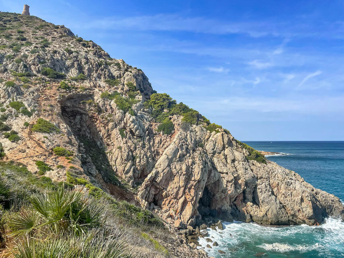 The Gerro Tower, cliffs and blue ocean near Denia and Javea / Xabia in Spain