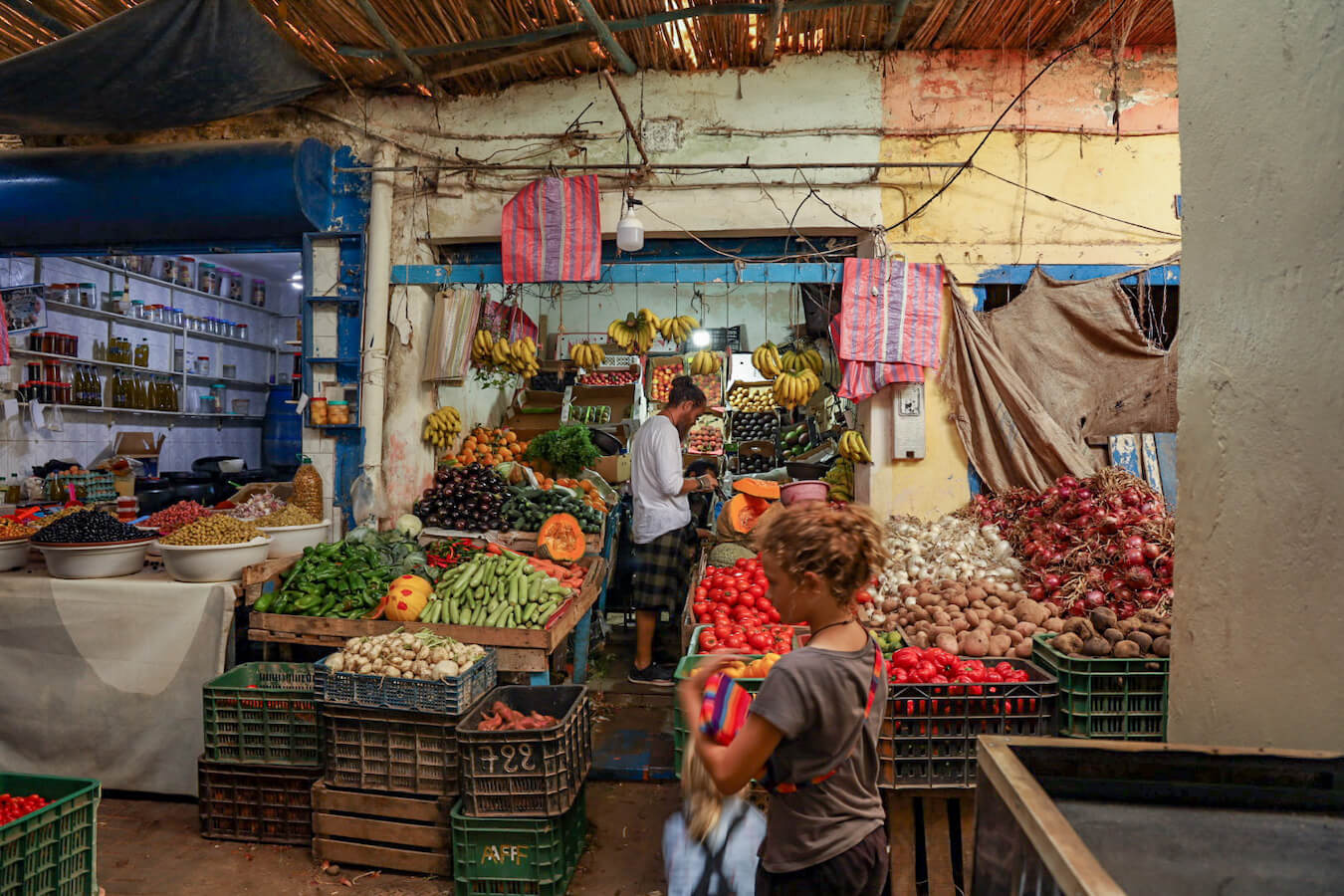 A family shop in the fruit and vegetable markets in Essaouira Medina - A travel guide