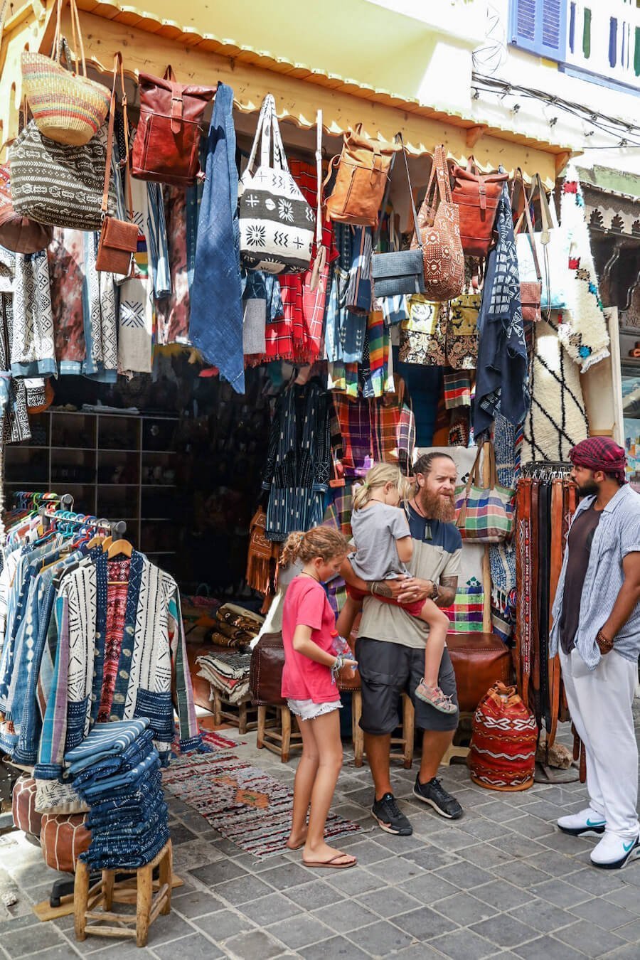 A family shop for clothes in the Medina of Essaouira