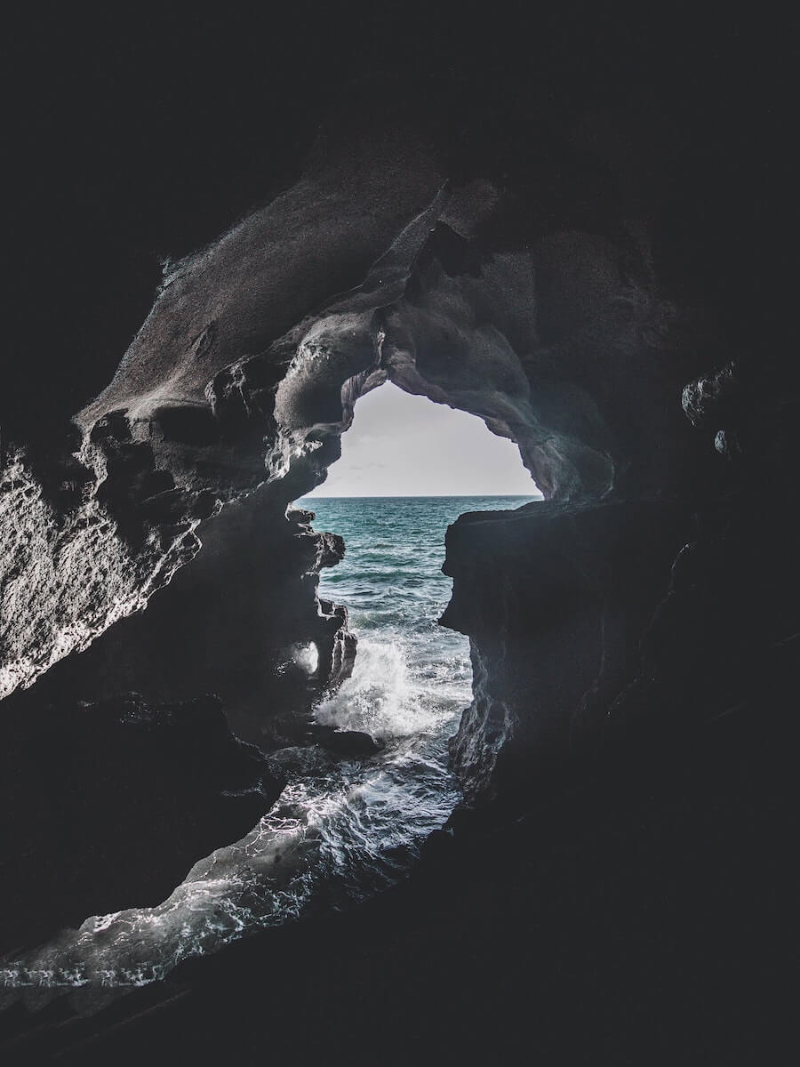 Looking from inside the impressive Hercules caves towards the Atlantic Ocean.