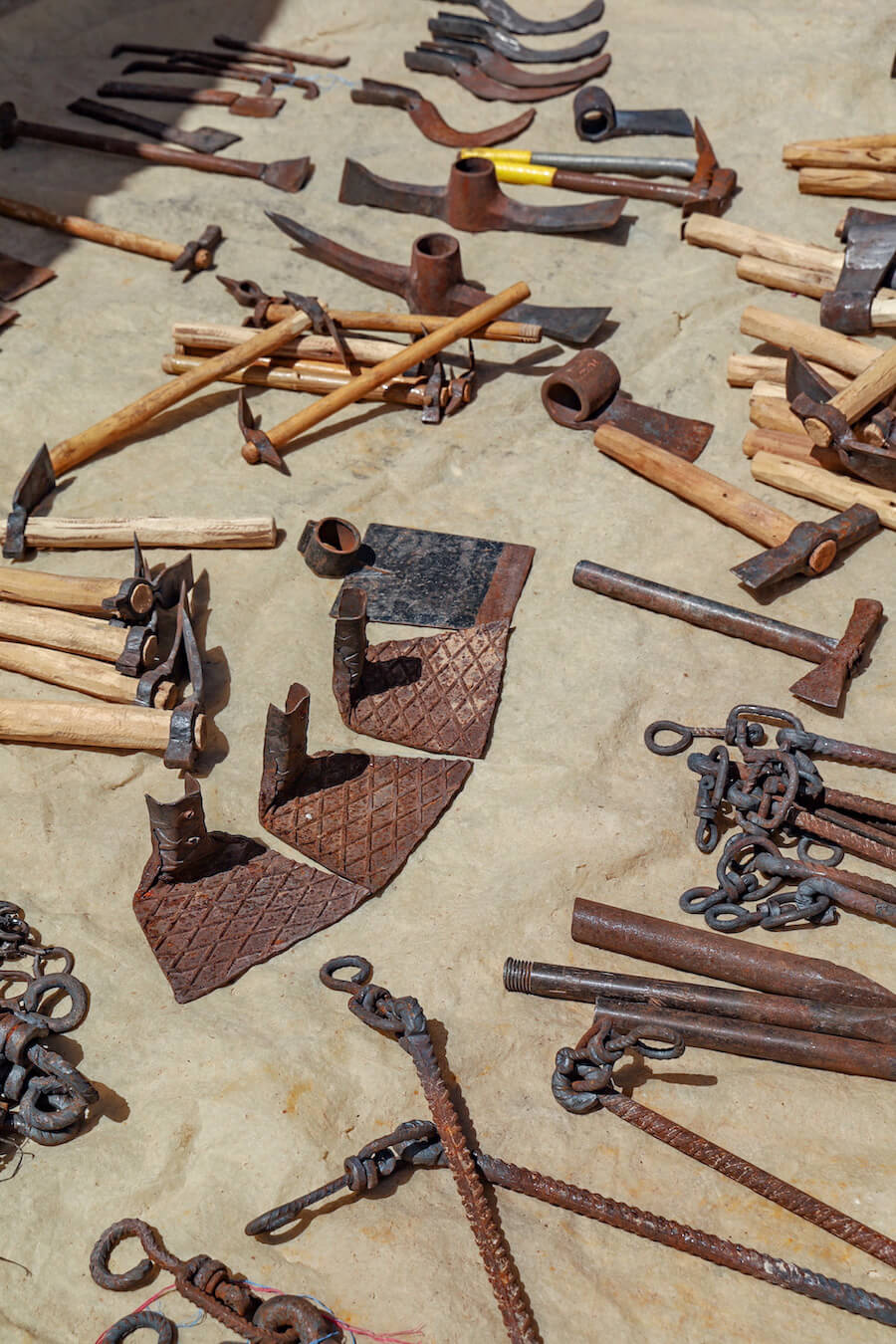 Tools for sale at a market in Morocco