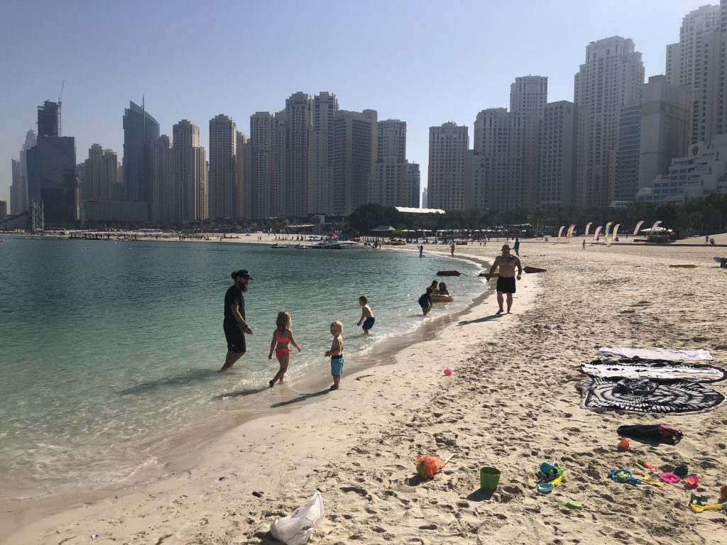 Dubai skyscrapers and beach