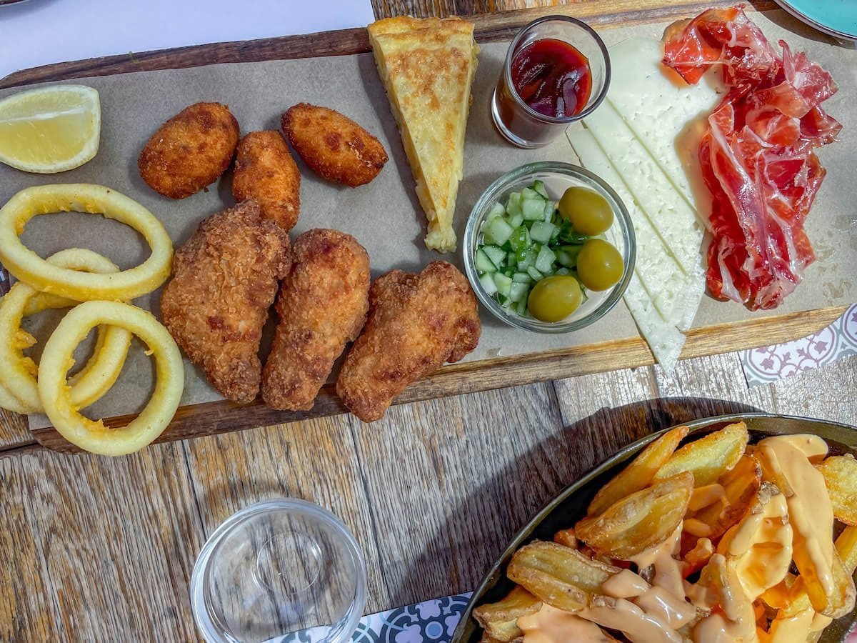 Tapas served at the Chabada Restaurant at the Arenal in Javea.