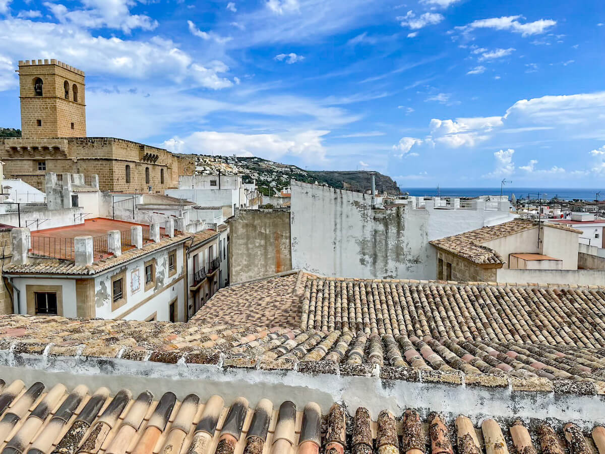 Terrace views overlooking the Historic Centre and old town in Javea, Spain - a popular part of Javea to stay when on vacation.