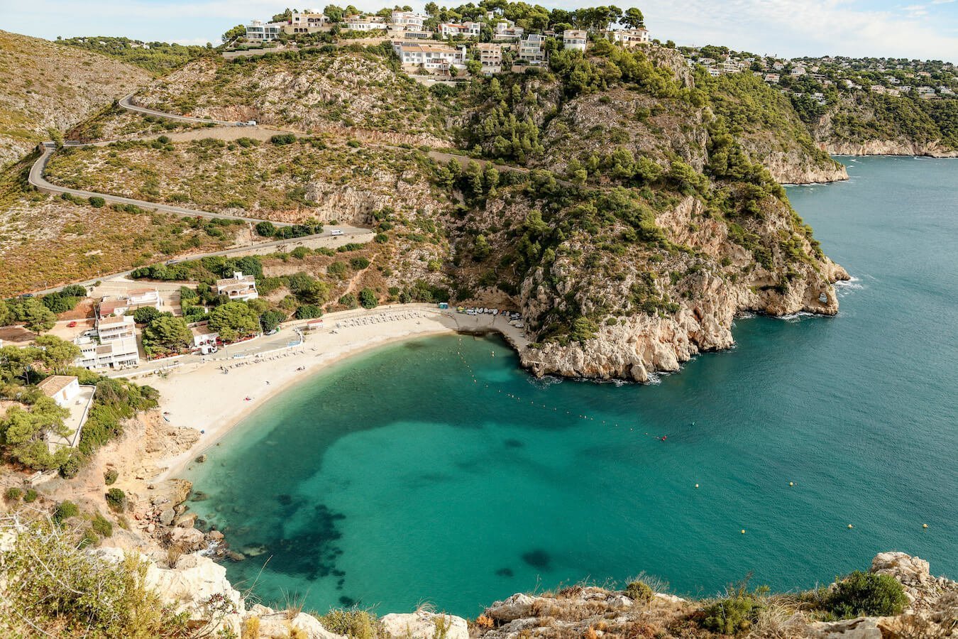 The Granadella beach on the hiking trail PR CV-354 in Javea, Spain - one of the best walks in the region.