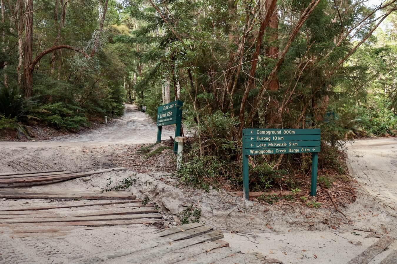 Crossroads at Central Station on Fraser Island.
