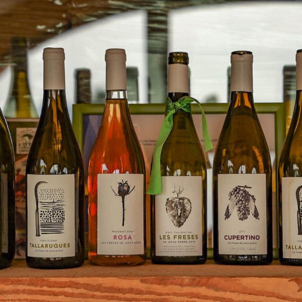 A selection of Les Freses wine bottles, after a winery tasting and vineyard tour in Javea / Xabia - Spain.