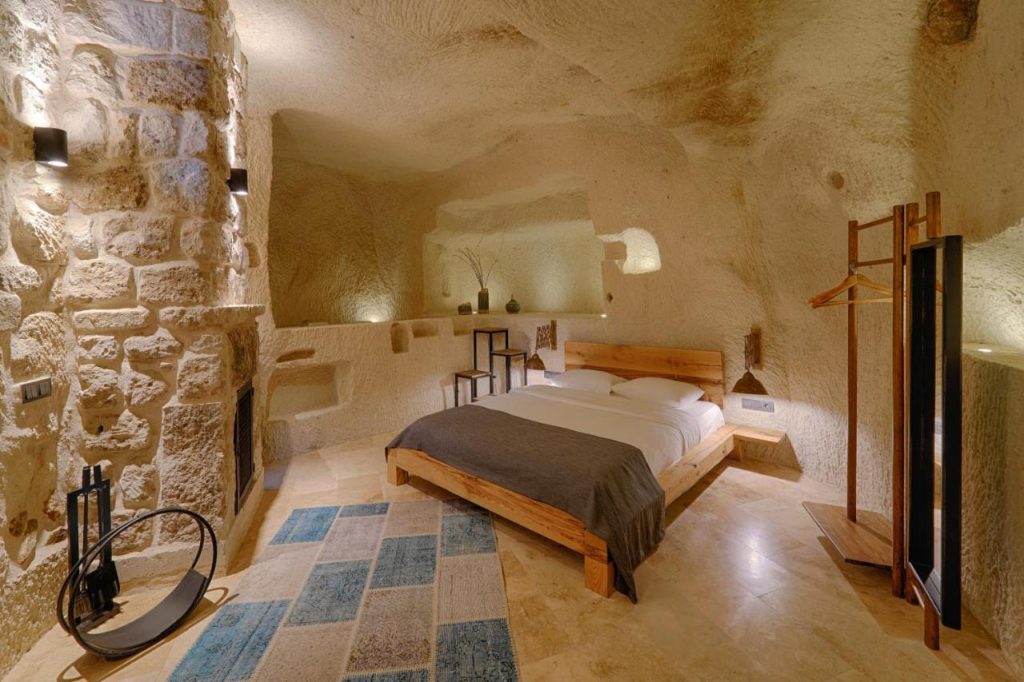 One of the beautifully designed cave rooms in the Luvi Cave Hotel in Cappadocia