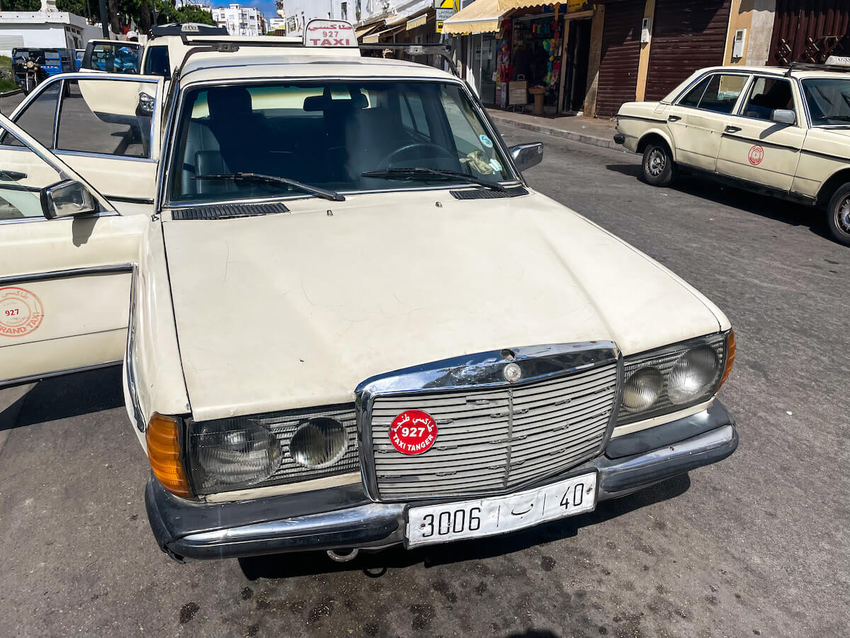 The iconic taxis of Tangier in Morocco - the public transport system makes getting around in Morocco easy.
