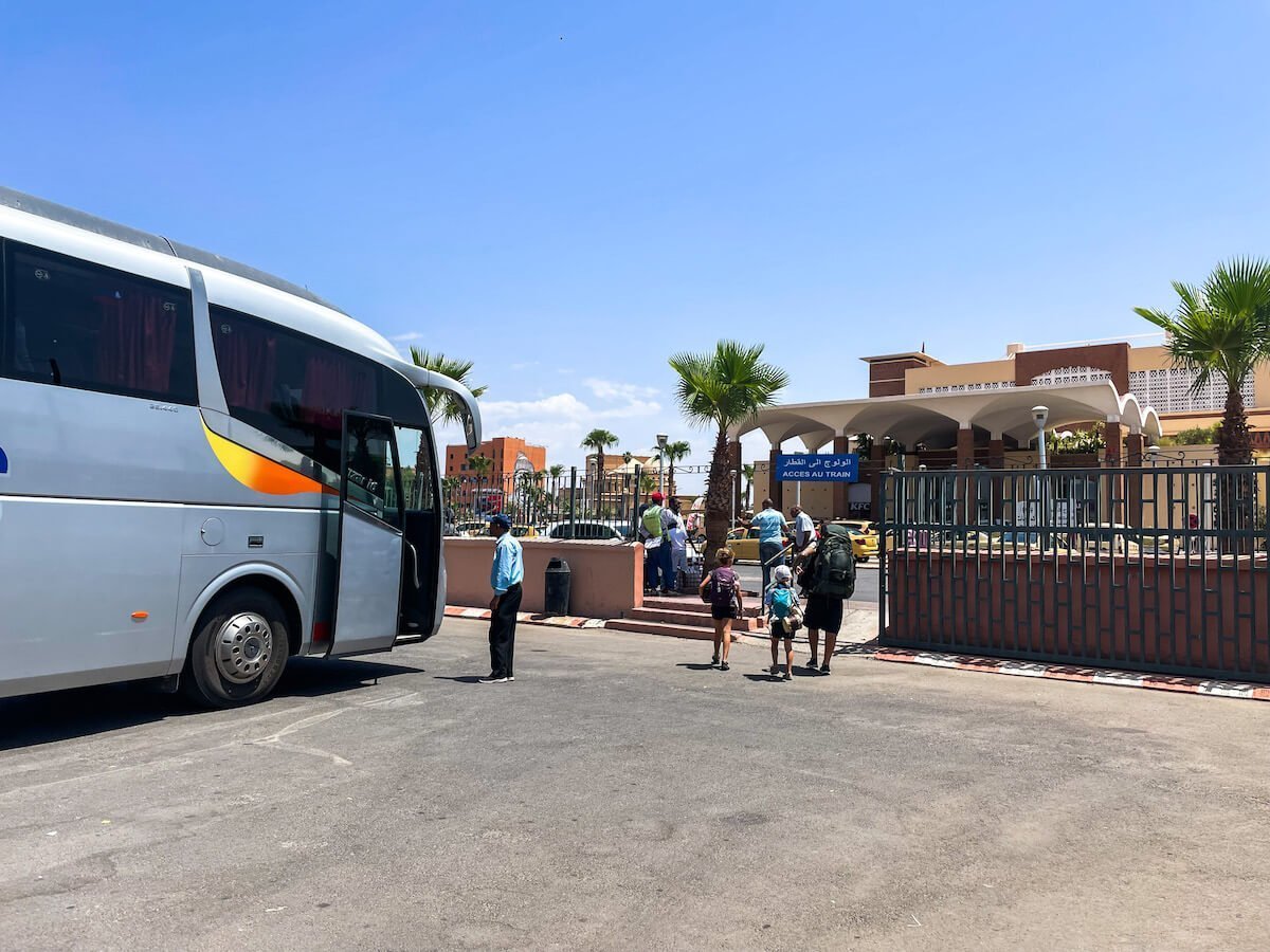 The Marrakech train station and bus terminal.