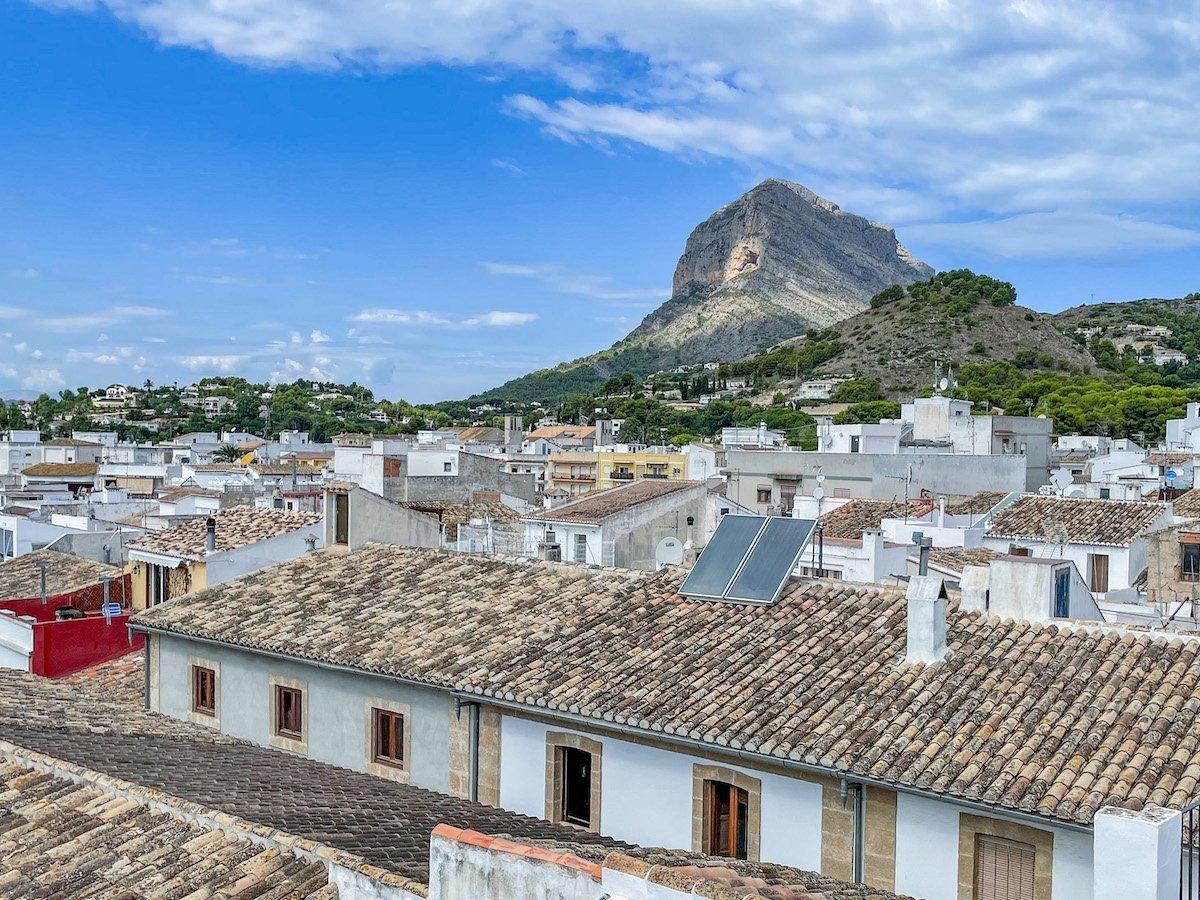 The Eye of Montgo as seen from the Museum rooftop terrace in old town Javea / Xabia