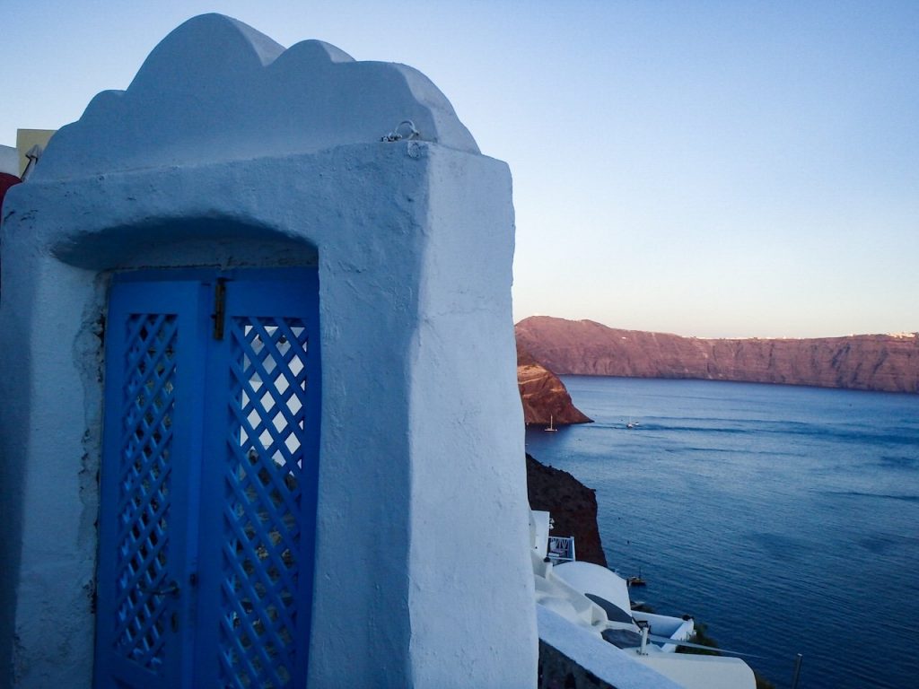 Views from Oia, Santorini travel vacation.